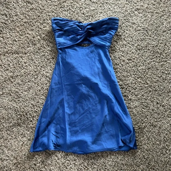 Princess Polly Blue Strapless Tie Front Dress - Picture 1 of 2